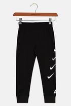 Kids Girl Sports Fit Brand Logo Jogger Pants, Black