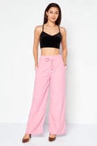 Buy Promod Women Wide Leg Plain Tapered Pants, Pink Online | Brands For ...