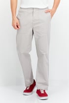 Men Regular Fit Plain Chino Pants, Grey