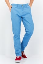 Men Slim Fit Solid Chino Pants, Light Blue