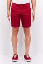 Men Regular Fit Solid Basic Shorts, Dark Red