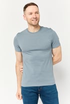Men Crew Neck Short Sleeves Solid T-Shirt, Dusty Blue