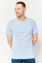 Men Crew Neck Short Sleeve Solid T Shirt, Light Blue