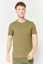 Men Crew Neck Short Sleeve Plain T-shirt, Olive
