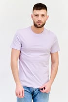 Men Crew Neck Short Sleeve Solid T Shirt, Lavender