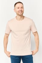 Men Crew Neck Short Sleeves Plain T-Shirt, Light Pink