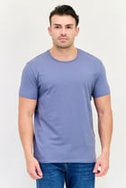 Men Crew Neck Short Sleeves Plain T-Shirt, Slate Blue
