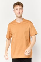 Men Crew Neck Short Sleeve Solid T Shirt, Brown