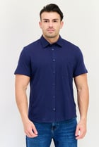 Men Regular Fit Heather Long Sleeves Casual Shirt, Navy