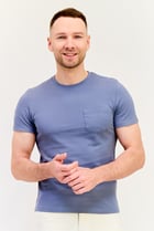 Men Crew Neck Short Sleeves Plain T-Shirt, Grey