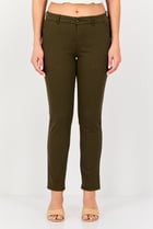 Women Chino Fit Plain Straight Leg Pants, Olive