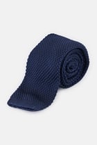 Men Holiday Ribbed Neck Tie, Navy