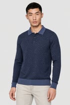 Men Spread Collor Textured Sweater, Multicolor