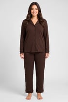Women 2 Pieces Allover Print Long Sleeve Shirt With Pants Sleepwear Set, Multicolor