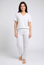 Women 2 Pieces Heather Top And Bottom Pyjama Set, Light Grey