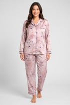 Women 2 Pieces Floral Print Long Sleeve Shirt And Pants Sleepwear Set, Multicolor