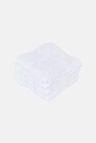 4 Pieces Textured Face Towel Set, White