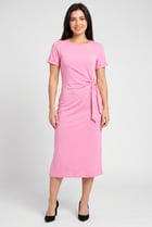 Women Solid Midi Dress, Pink