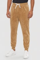 Men Regular Fit Embroidered Logo Jogger Pants, Tan