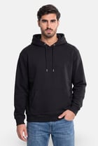Men Embroidered Logo Long Sleeve Hoodie, Black