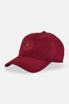 Men Brand Logo Adjustable Buckle Closure Cap, Maroon
