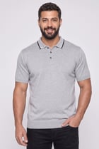 Men Spread Collar Short Sleeve Solid Polo Shirt, Grey