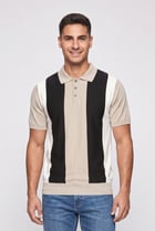 Men Spread Collar Short Sleeve Textured Polo, Multicolor