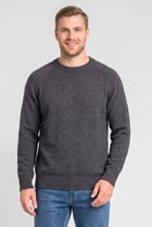Men Crew Neck Knitted Long Sleeve Sweater, Charcoal Grey