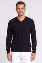 Men V-Neck Long Sleeve Plain Sweater, Black