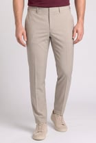 Men Slim Fit Solid Straight Leg Pants, Beige