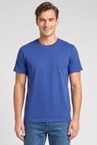 Men Crew Neck Short Sleeve Solid T-shirt, Blue