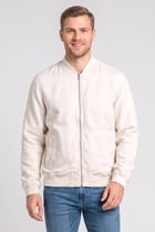 Men Plain Bomber Jacket, Light Beige