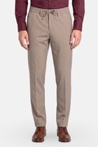 Men Regular Fit Solid Straight Leg Pants, Tan