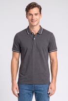 Men Regular Fit Short Sleeve Heather Polo Shirt, Dark Grey