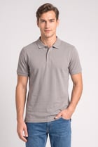 Men Regular Fit Pain Short Sleeve Polo Shirt, Dark Grey