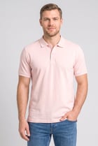 Men Regular Fit Plain Short Sleeve Polo Shirts, Light Pink