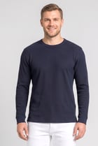 Men Crew Neck Long Sleeve Textured Sweatshirt, Navy