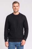 Men Crew Neck Long Sleeve Knitted Sweater, Black