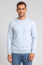 Men Crew Neck Textured Sweater, Sky Blue