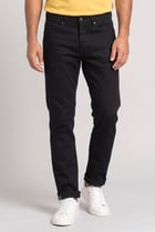 Men Straight Fit Solid Stretchable Jeans, Black