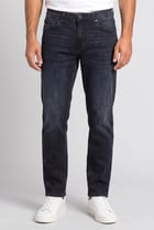 Men Regular Fit Washed Stretchable Denim Jeans, Dark Navy