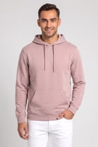 Men Solid Long Sleeve Hoodie, Light Pink