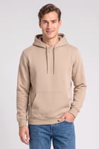Men Long Sleeve Solid Hoodie, Dark Beige