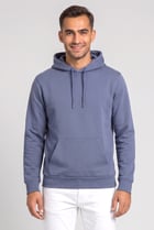 Men Solid Long Sleeve Hoodie, Slate Blue