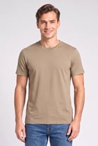 Men Crew Neck Short Sleeves Solid T-shirt, Taupe