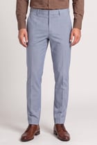 Men Slim Fit Solid Dress Pants, Light Blue