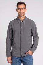 Men Oversized Long Sleeve Solid Casual Shirt, Grey