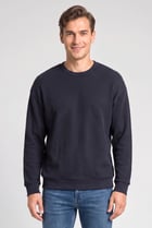 Men Crew Neck Textured Long Sleeve Sweatshirt, Navy