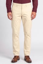 Men Straight Solid Chino Pants, Cream