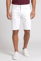 Men Solid Denim Shorts, White